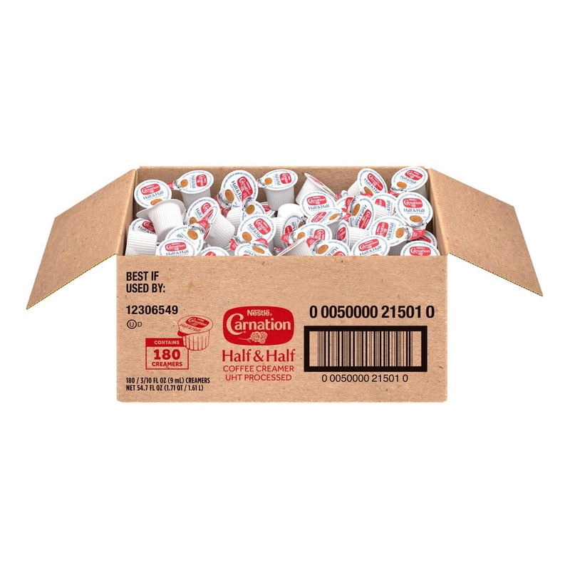 Nestle Carnation Coffee Creamer Half & Half - No Refrigeration, Real Dairy, 180 Count Box